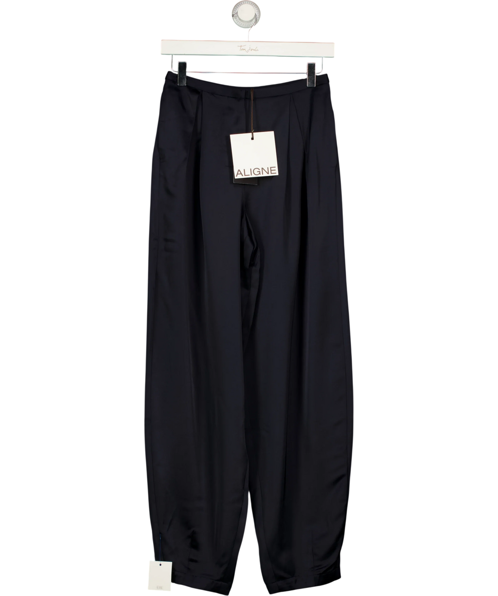 Aligne navy Millicent Satin Trouser, size UK 6 — front
