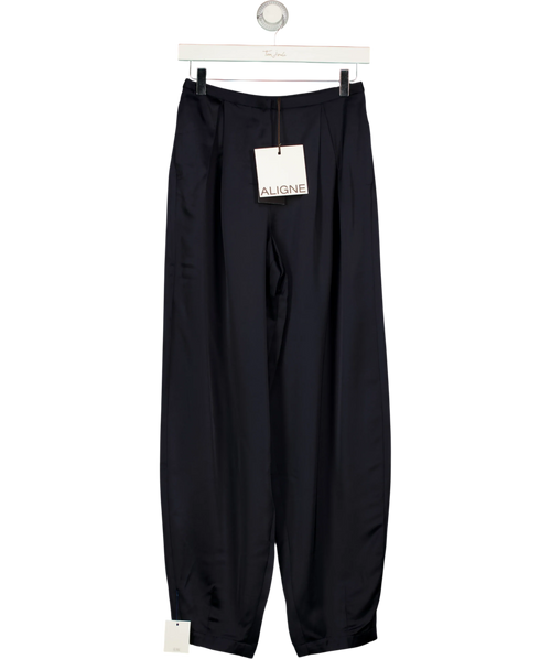 Aligne navy Millicent Satin Trouser, size UK 6 — front