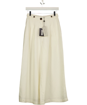 Mint Velvet Cream Linen Blend Cropped Trousers UK XS