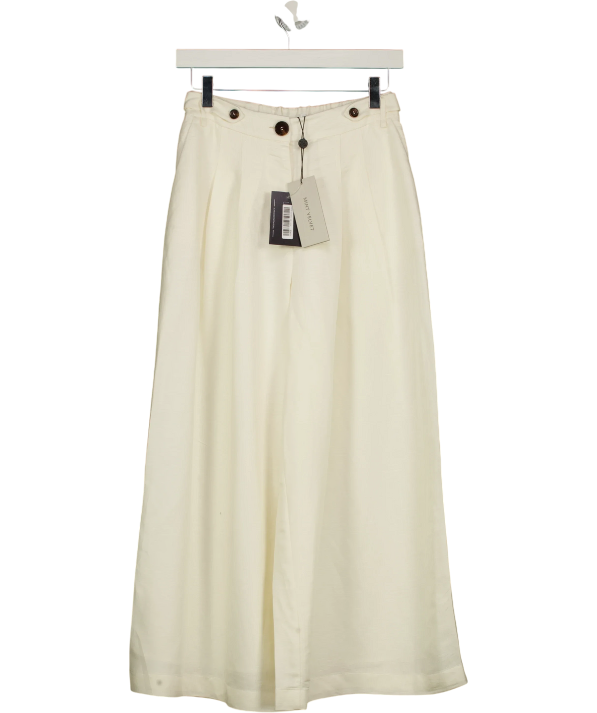 Mint Velvet ivory Cream Linen Blend Cropped Trousers, size UK XS — front