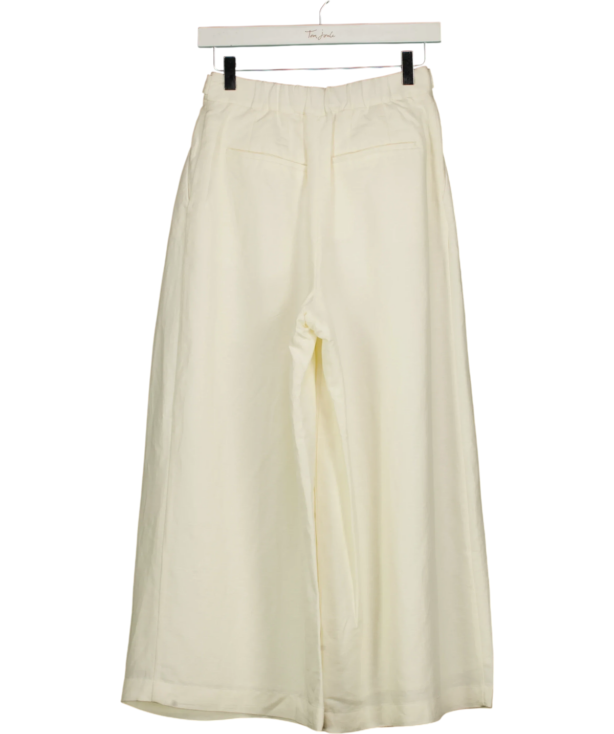 Mint Velvet ivory Cream Linen Blend Cropped Trousers, size UK XS — back