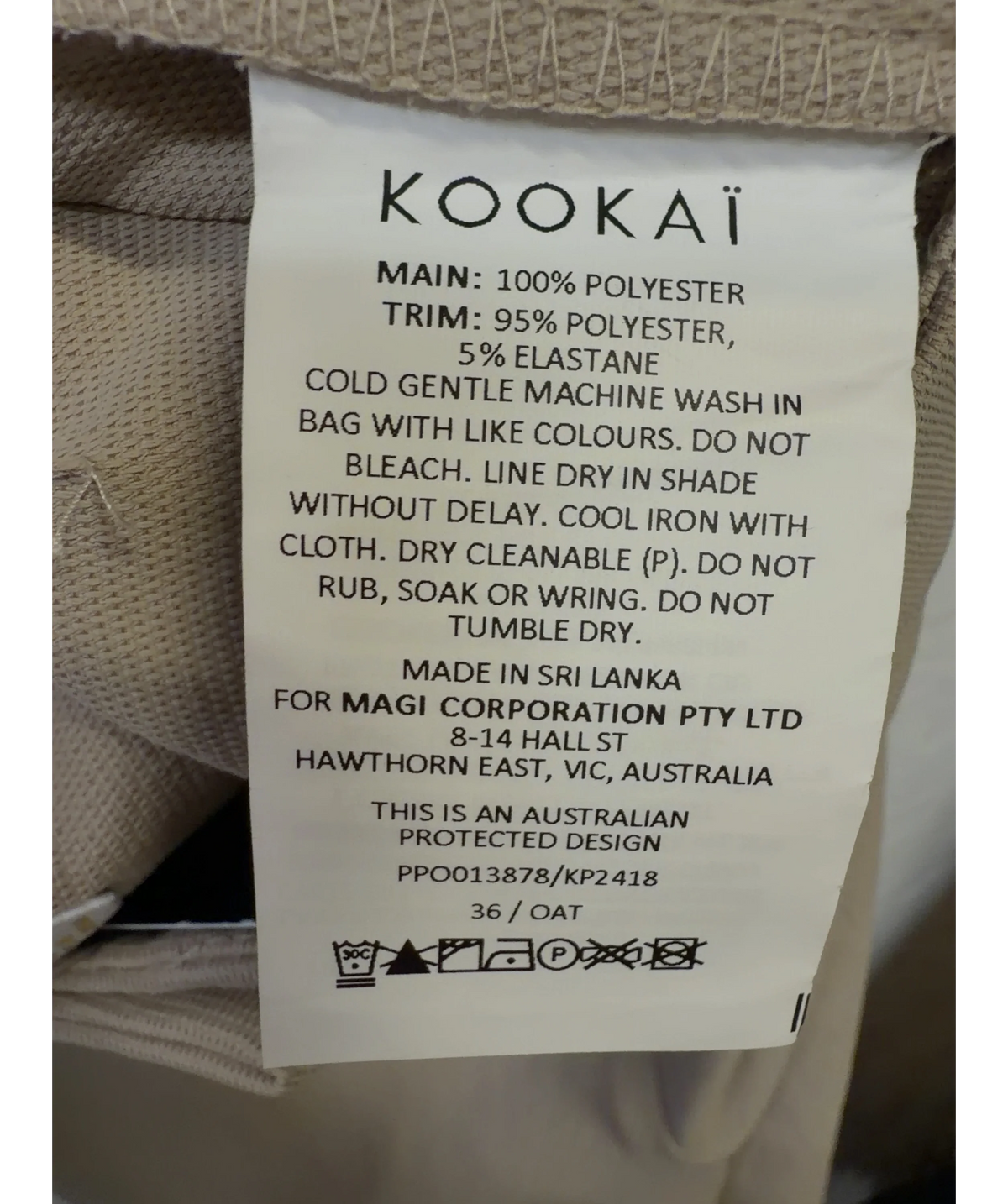 Kookai Beige Colour, size UK 8 — label