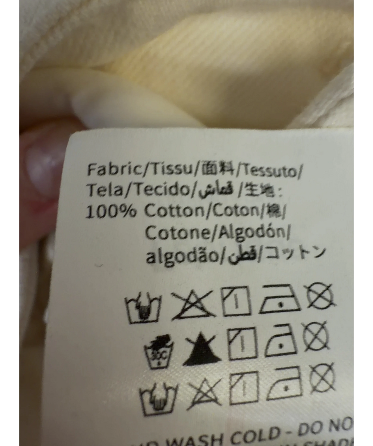 Fabrique Cream Colour, size UK XS — label