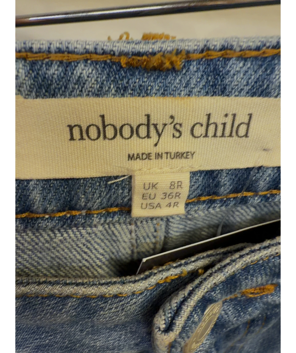 Nobody's Child Blue Blue High Rise Islington Turn Up Jeans, size UK 8 — detail