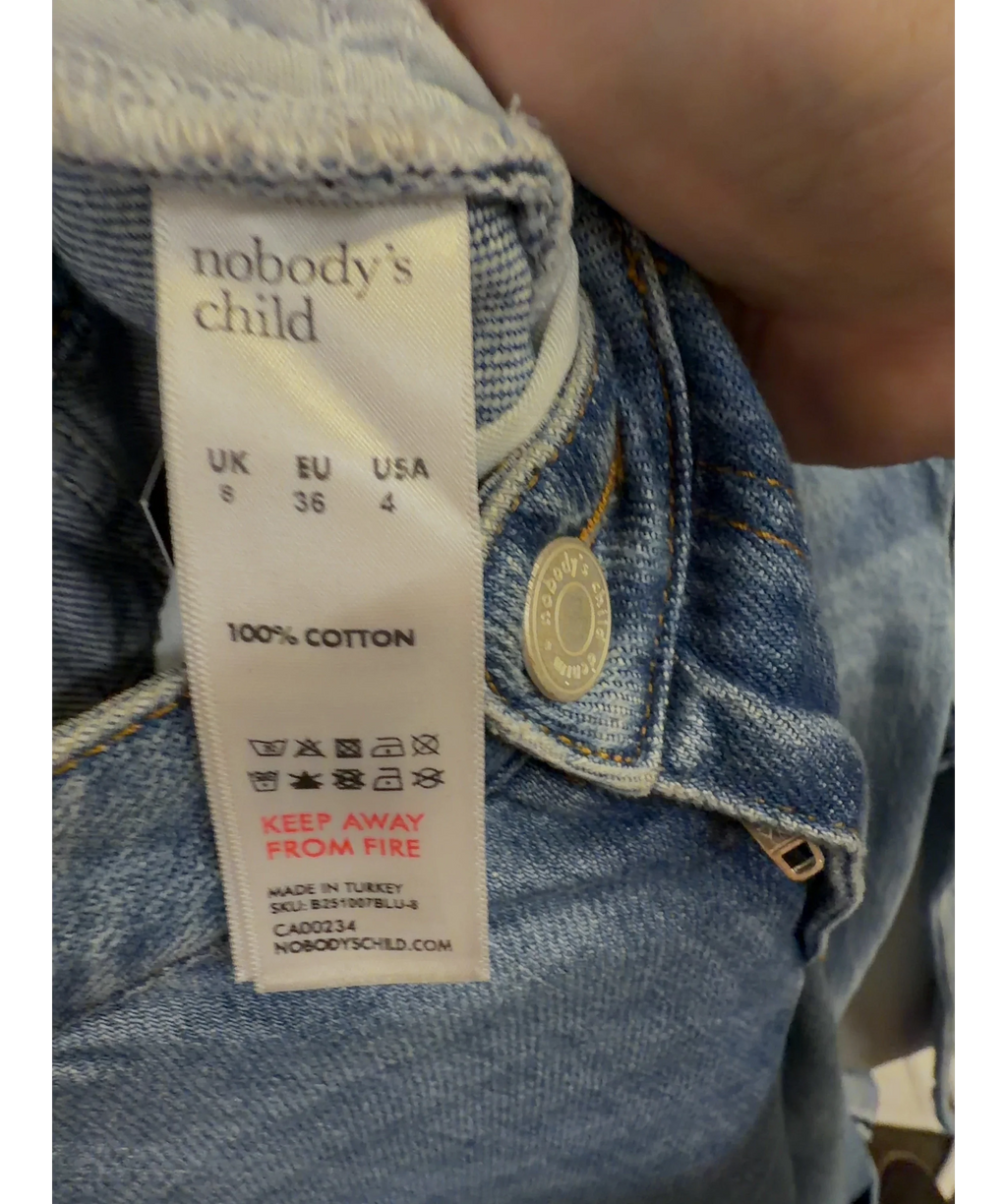Nobody's Child Blue Blue High Rise Islington Turn Up Jeans, size UK 8 — label