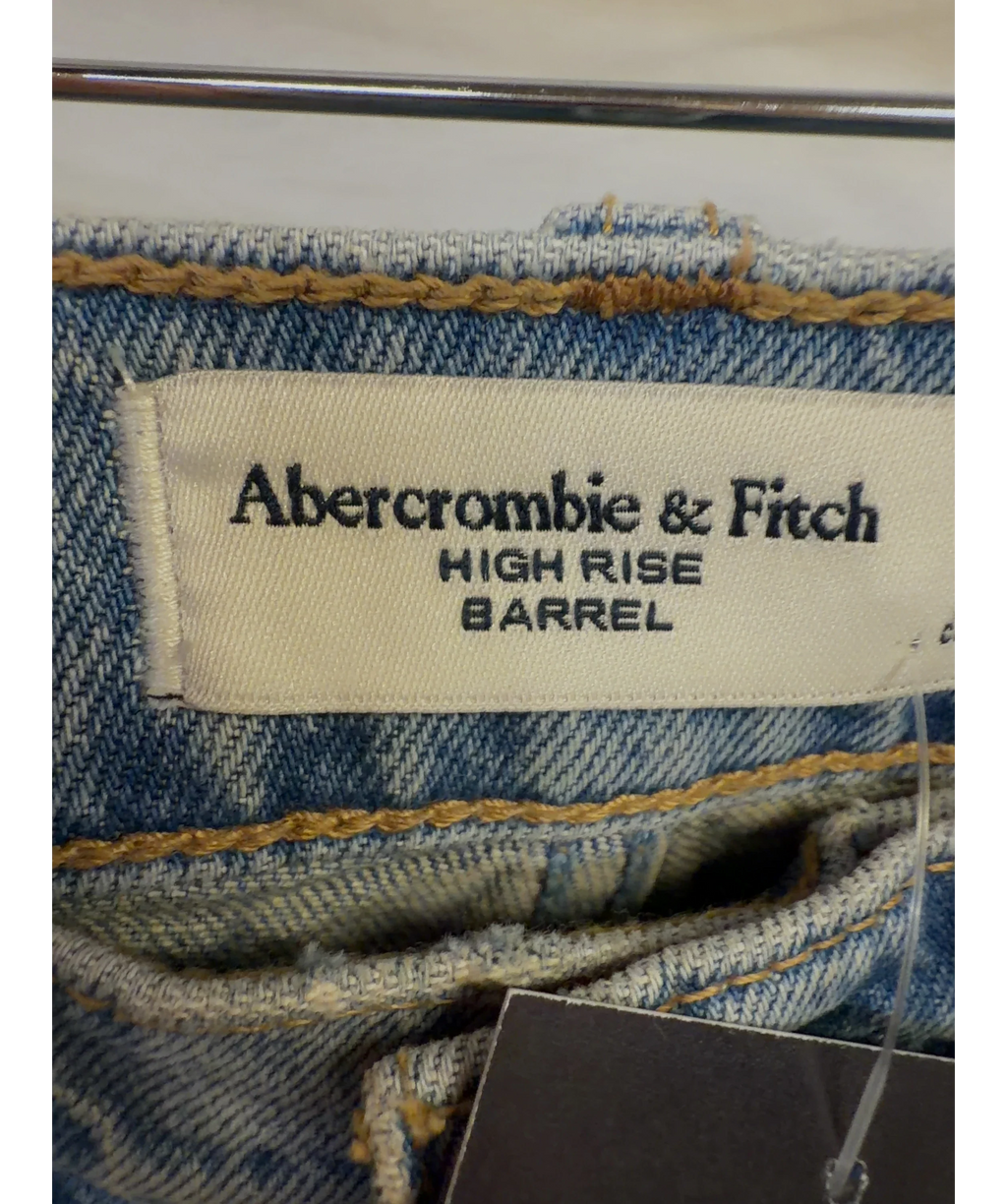 ABERCROMBIE & FITCH Blue High Rise Barrel Jean, size W25 — detail