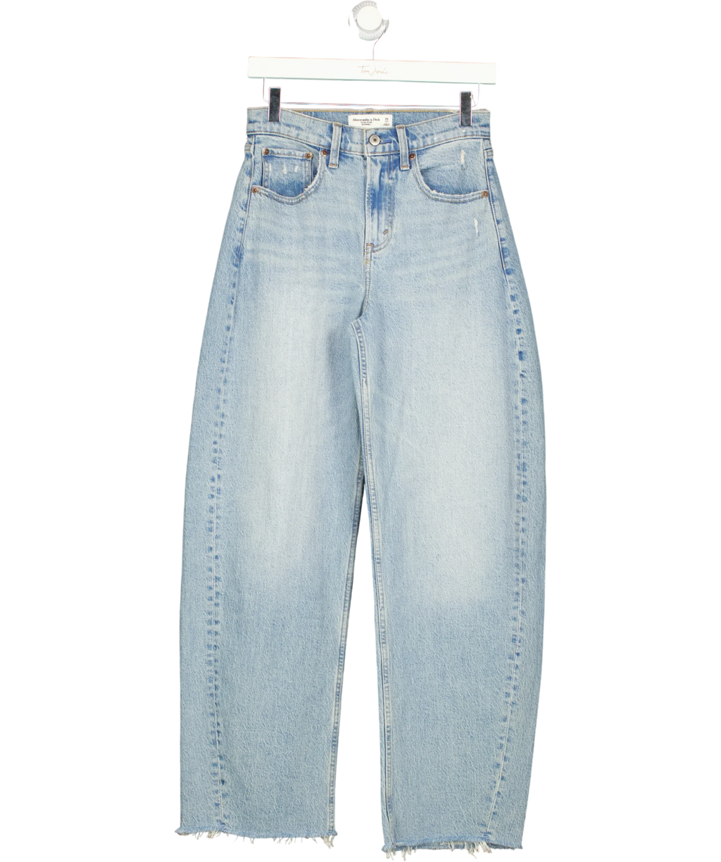 ABERCROMBIE & FITCH Blue High Rise Barrel Jean, size W25 — front