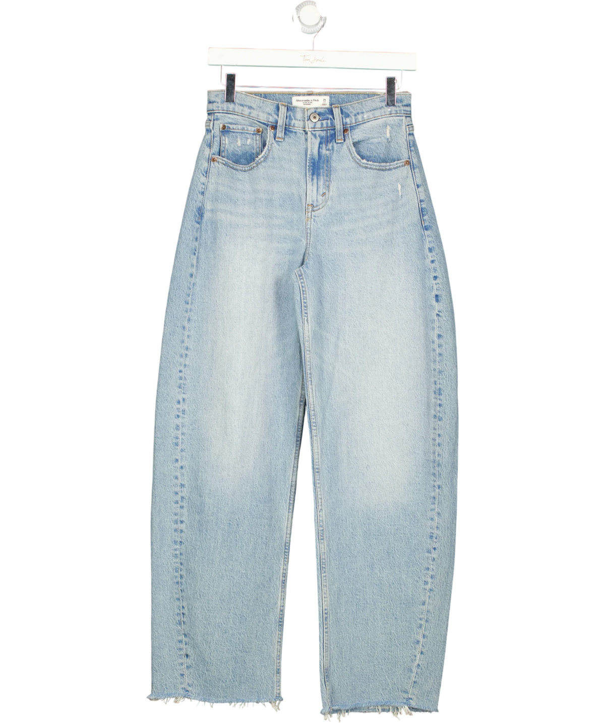 ABERCROMBIE & FITCH Blue High Rise Barrel Jean, size W25 — front