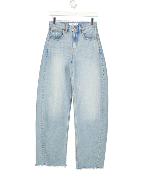 ABERCROMBIE & FITCH Blue High Rise Barrel Jean, size W25 — front