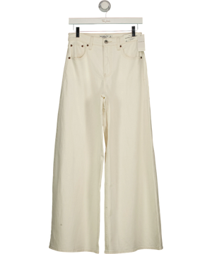 Abercrombie & Fitch Linen-Blend High Rise Ultra Wide Leg Jean Cream W25