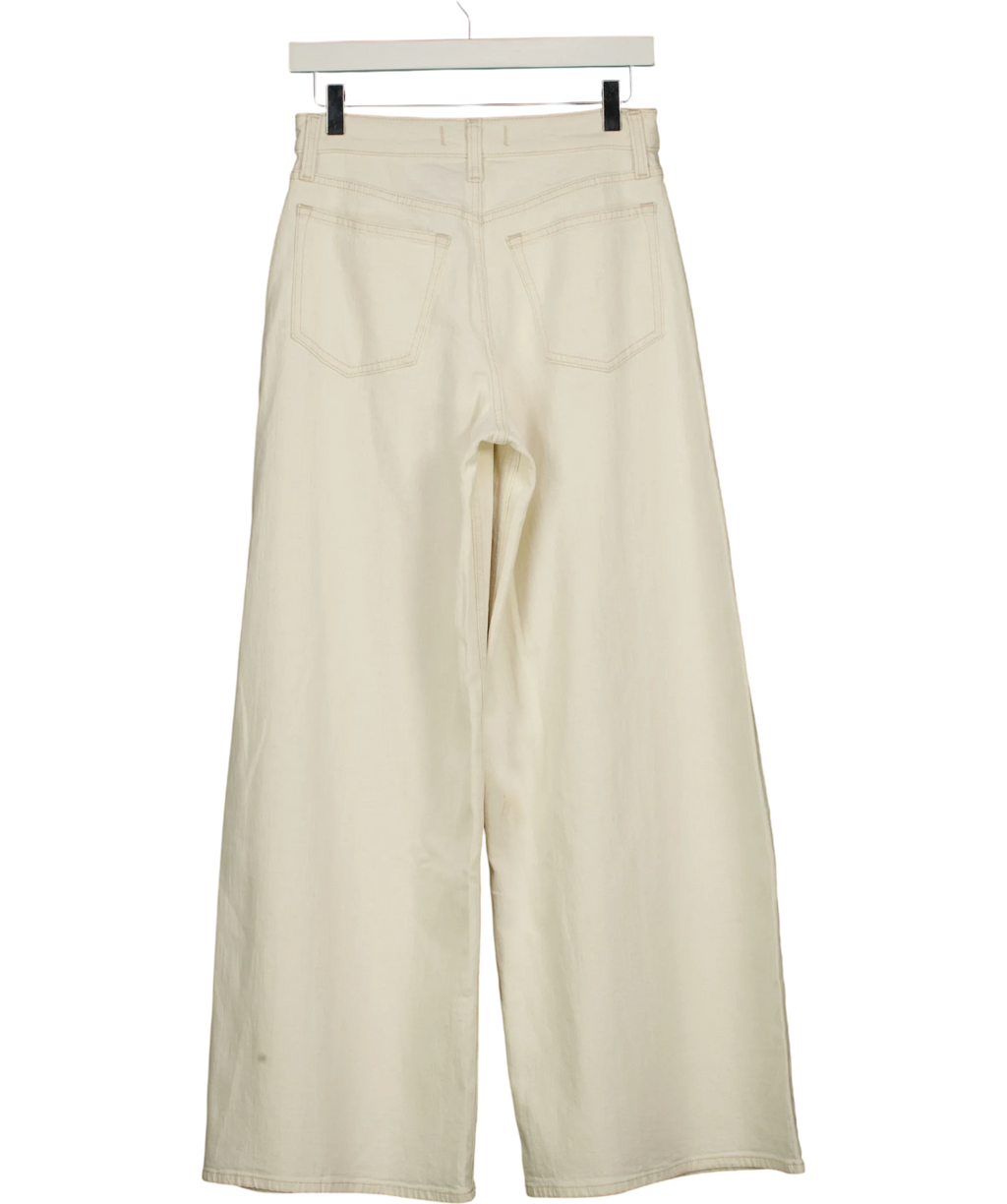ABERCROMBIE & FITCH Cream Linen-Blend High Rise Ultra Wide Leg Jean, size W25 — back