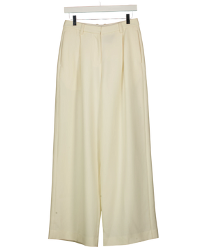 Lilysilk Cream Wool / Silk Blend Pleated Trousers UK 6