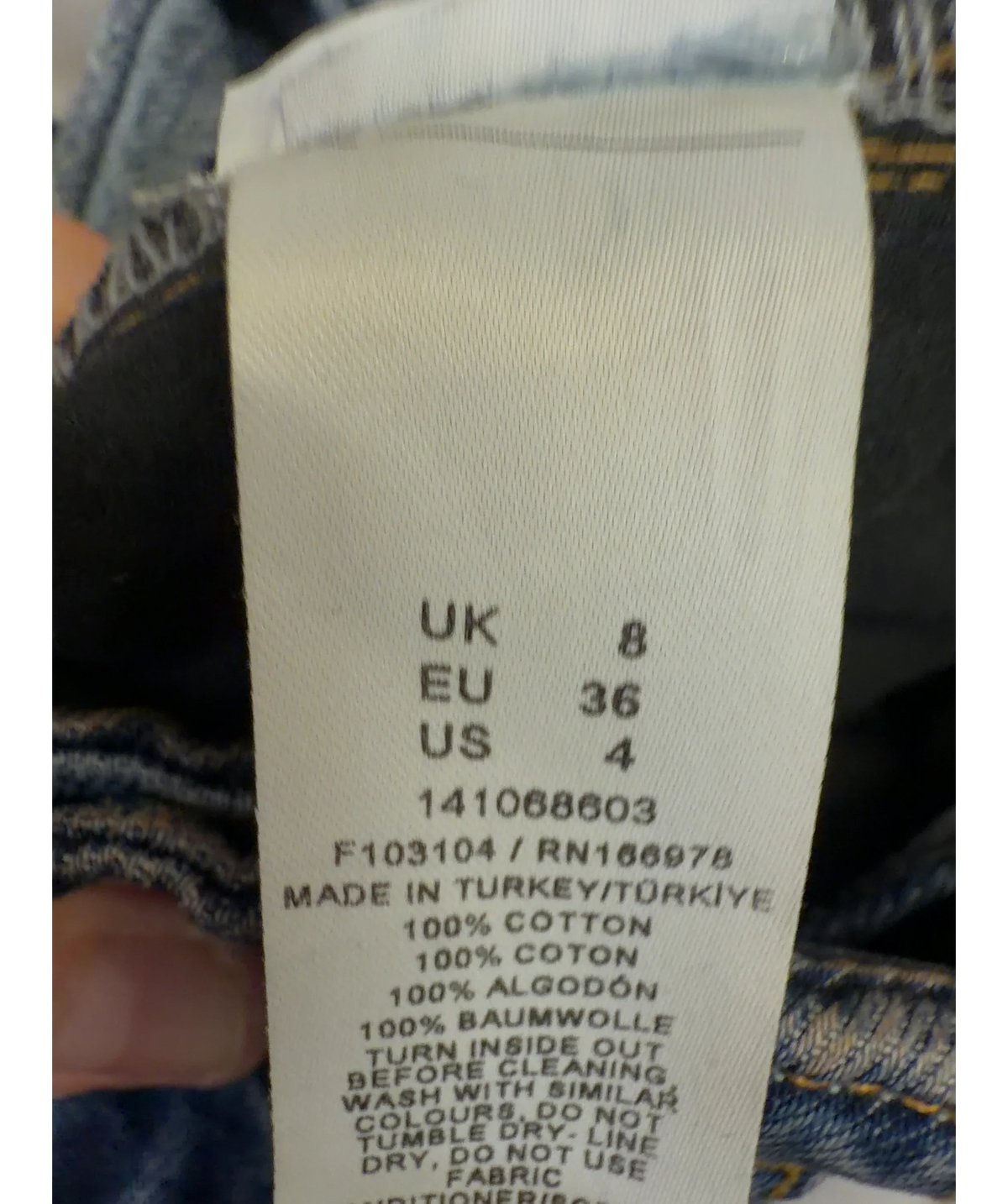 ASOS Blue Colour, size UK 8 — care label
