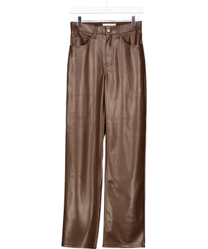 Abercrombie & Fitch High Rise '90s Relaxed Vegan Leather Pant Brown W25