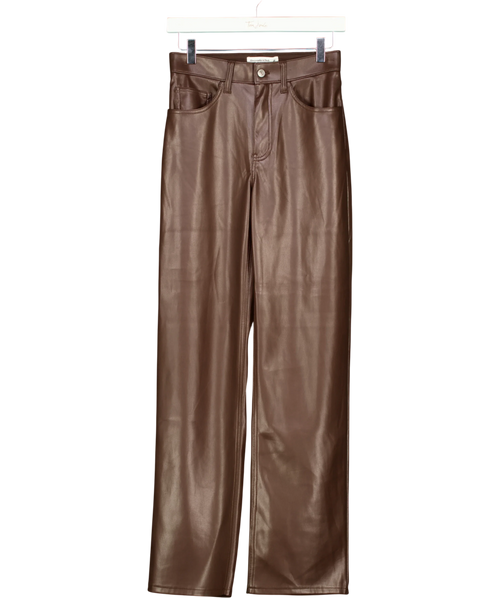 ABERCROMBIE & FITCH Brown High Rise '90s Relaxed Vegan Leather Pant, size W25 — front