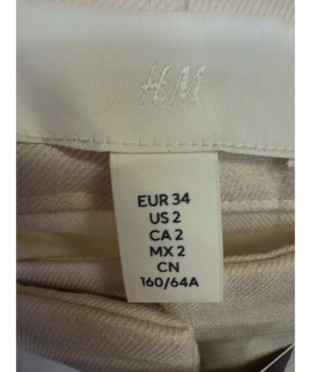 H&M Cream high-waisted wide-leg trouser, size UK 6 — detail
