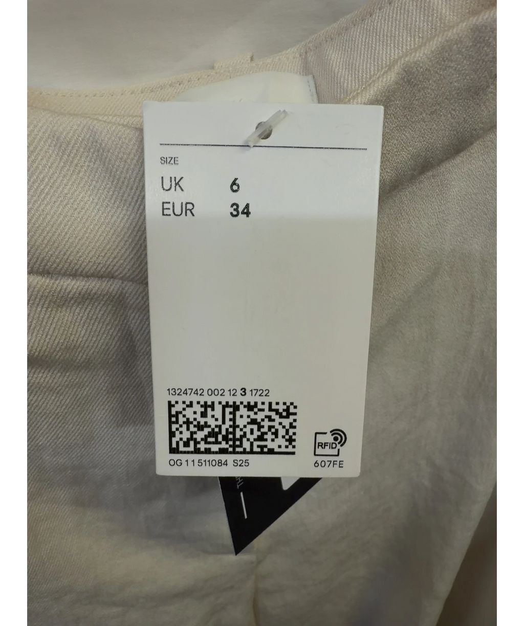 H&M Cream high-waisted wide-leg trouser, size UK 6 — label