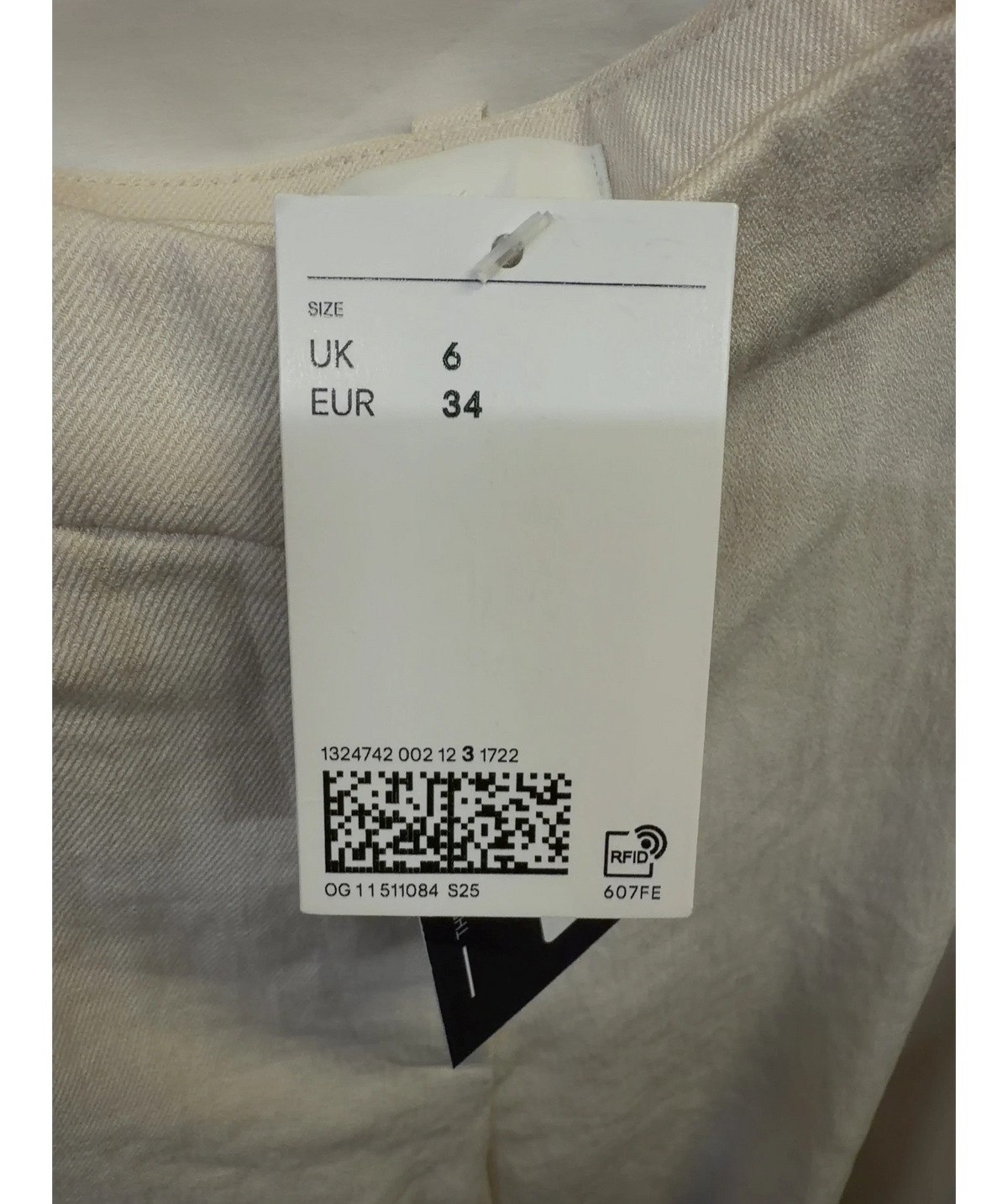 H&M Cream high-waisted wide-leg trouser, size UK 6 — label