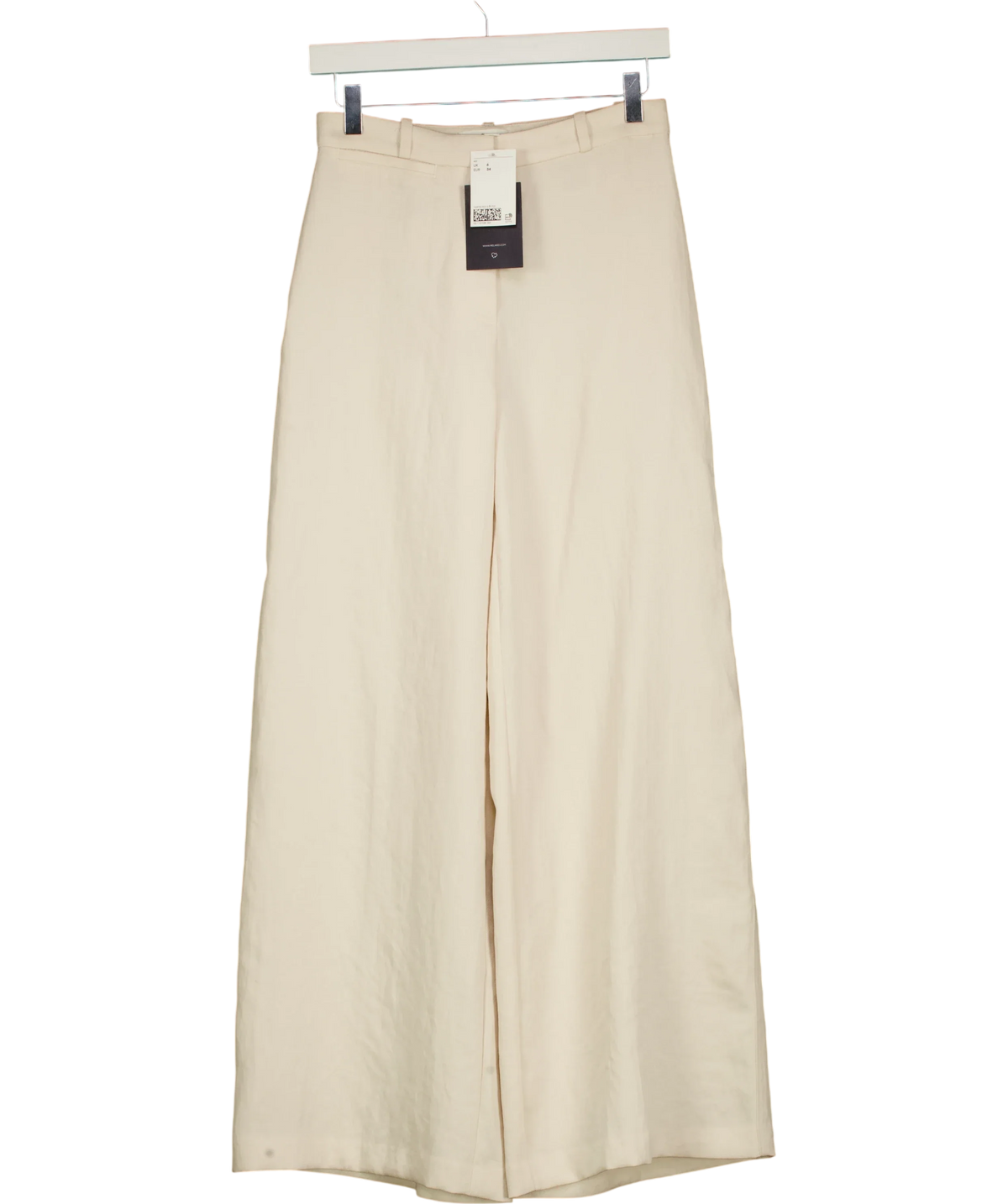 H&M Cream high-waisted wide-leg trouser, size UK 6 — front