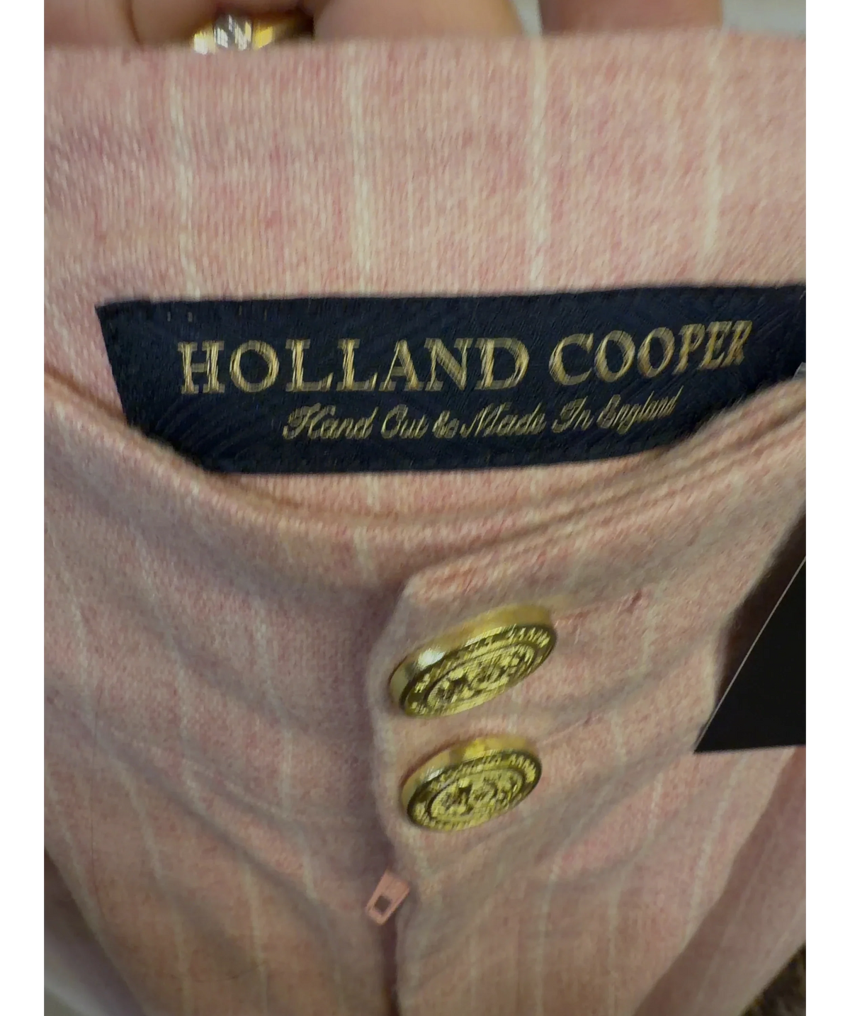 HOLLAND COOPER Pink High Waisted Straight Trouser, size UK 8 — detail
