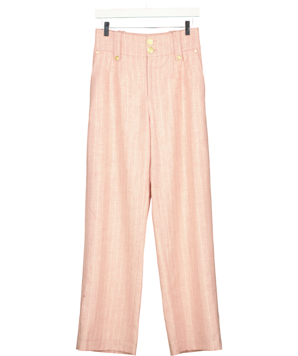 HOLLAND COOPER Pink High Waisted Straight Trouser, size UK 8 — front