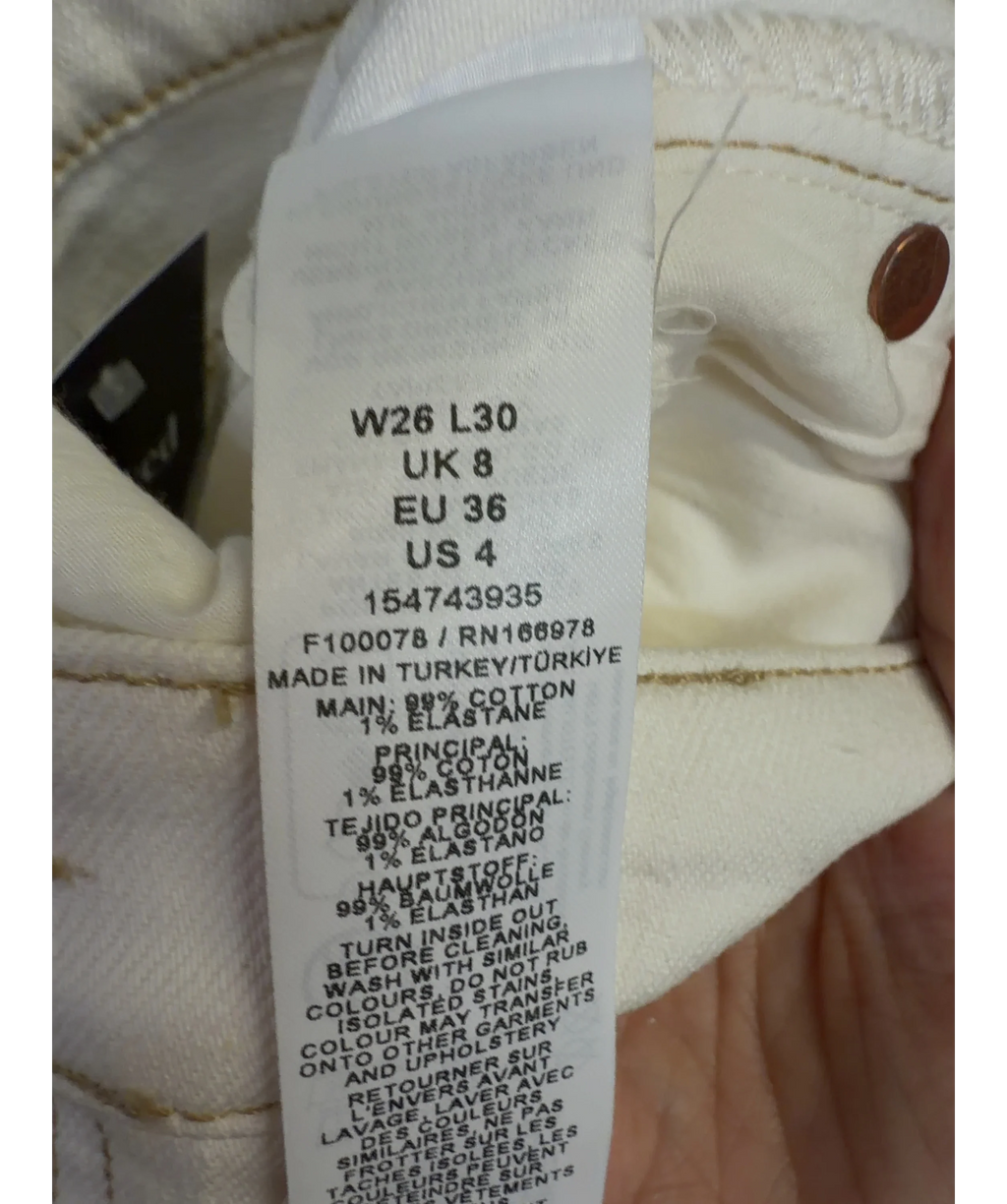 TOPSHOP off-white Orson Mid-Rise Comfort Straight Jean, size W26 — label