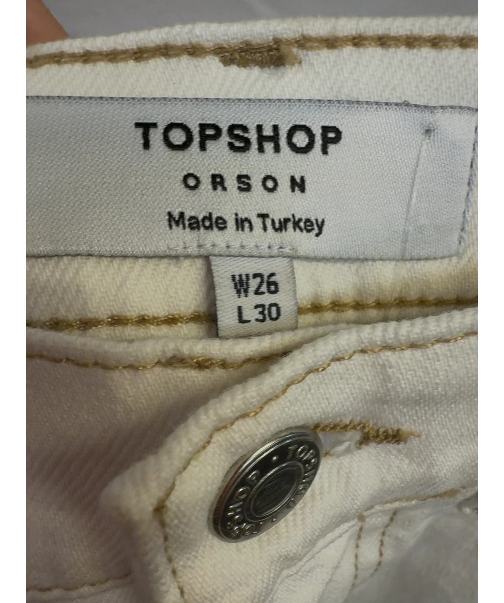 TOPSHOP off-white Orson Mid-Rise Comfort Straight Jean, size W26 — care label