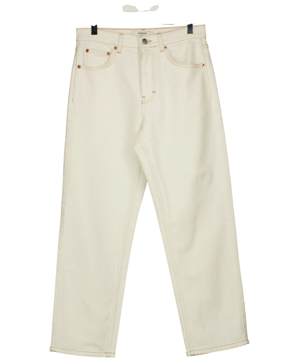 TOPSHOP off-white Orson Mid-Rise Comfort Straight Jean, size W26 — front