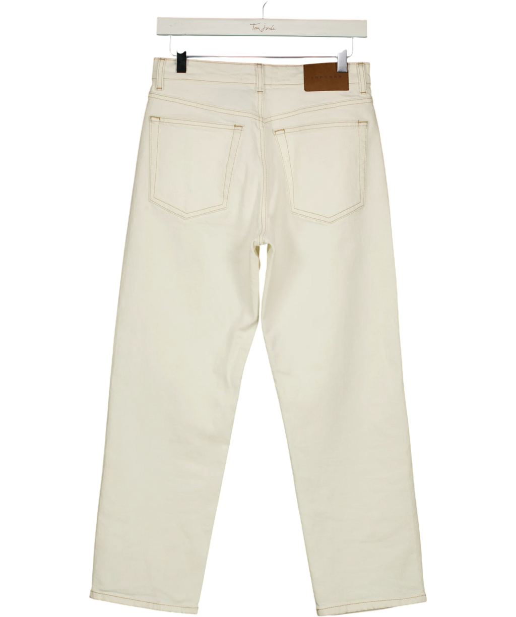 TOPSHOP off-white Orson Mid-Rise Comfort Straight Jean, size W26 — back