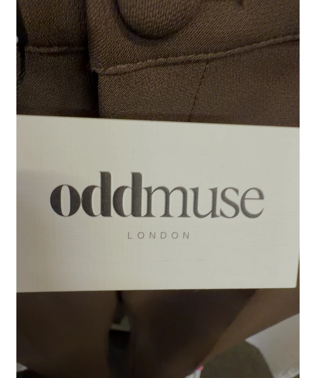 ODD MUSE Brown Ultimate Muse Structured Trousers, size UK S — detail