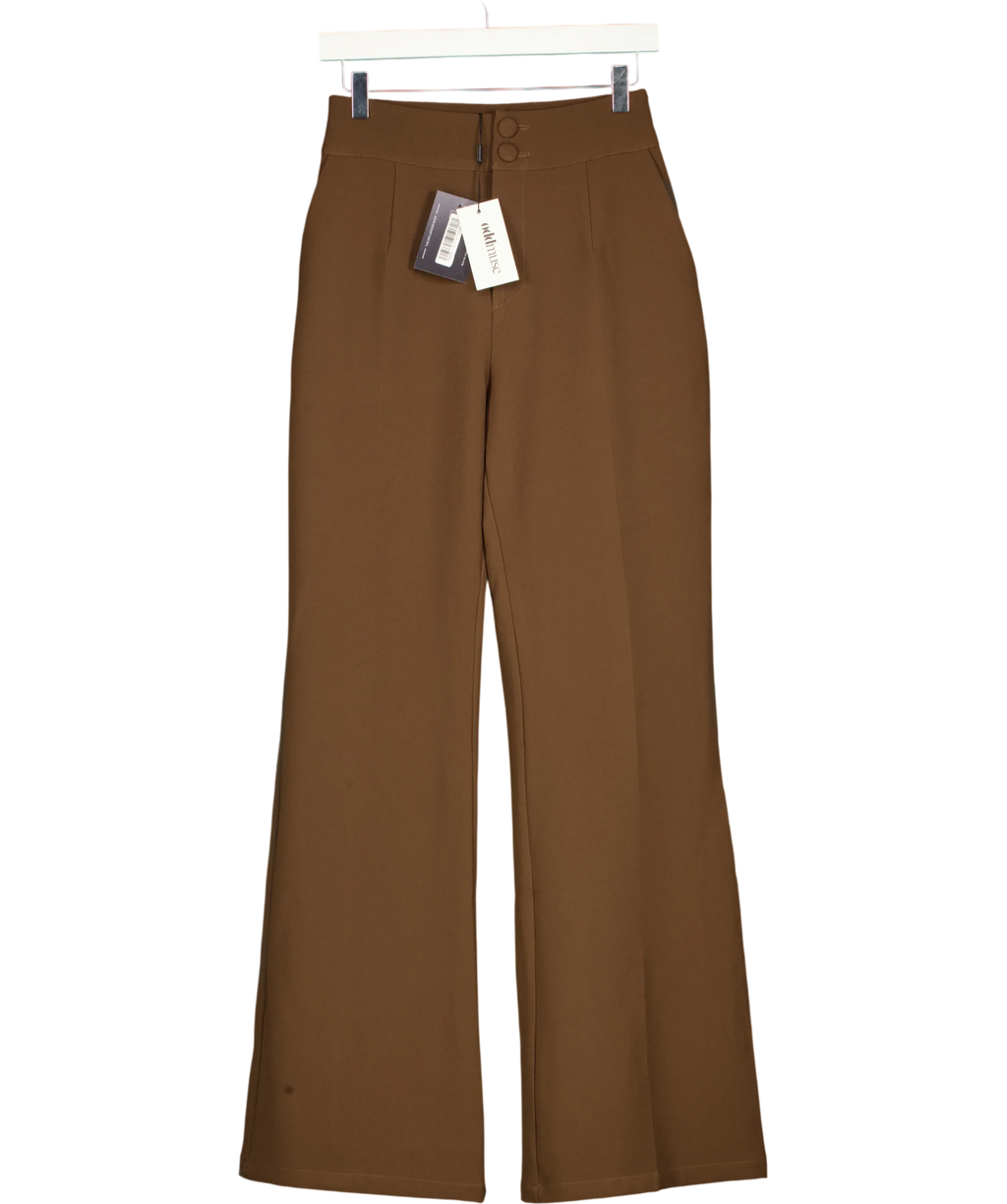 ODD MUSE Brown Ultimate Muse Structured Trousers, size UK S — front