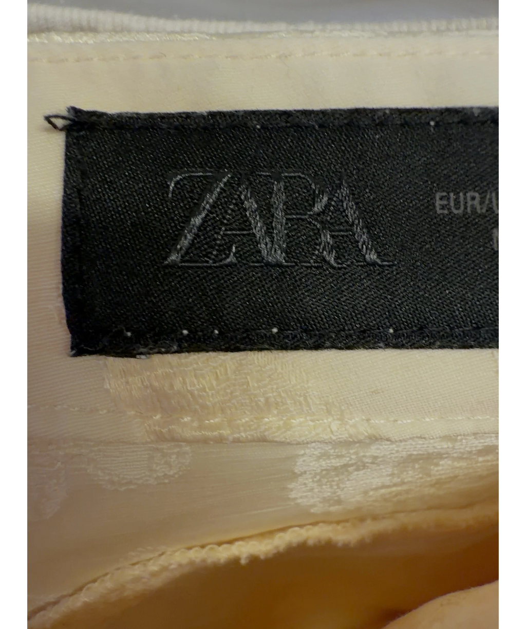 ZARA Cream ZW Collection Jacquard Barrel Trousers, size UK XS — detail