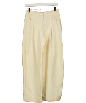 Zara ZW Collection Jacquard Barrel Trousers Cream XS