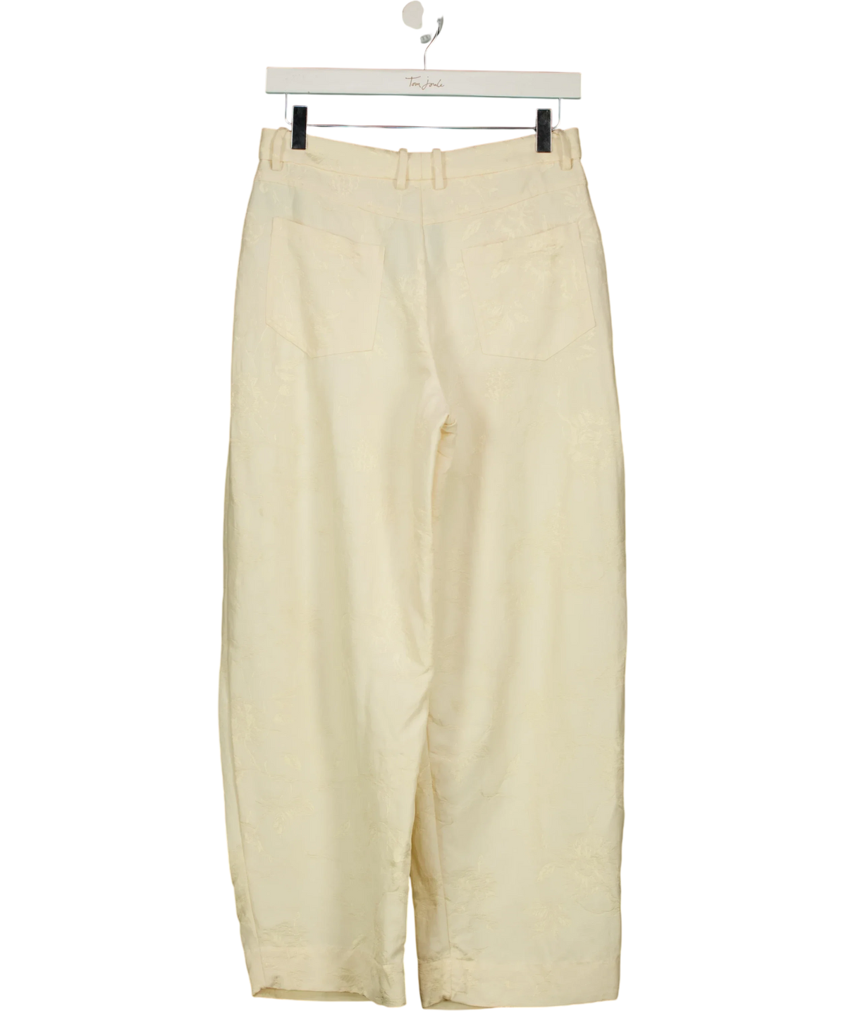 ZARA Cream ZW Collection Jacquard Barrel Trousers, size UK XS — back