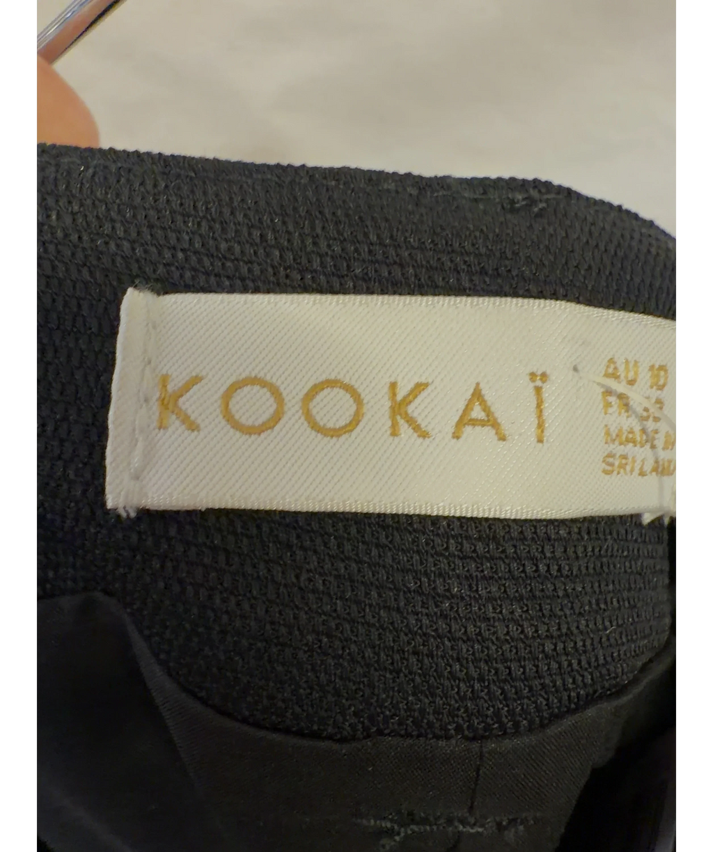 Kookai Black Black Straight Maxi Skirt with Front Slit and Belt Loops, size UK 10 — detail