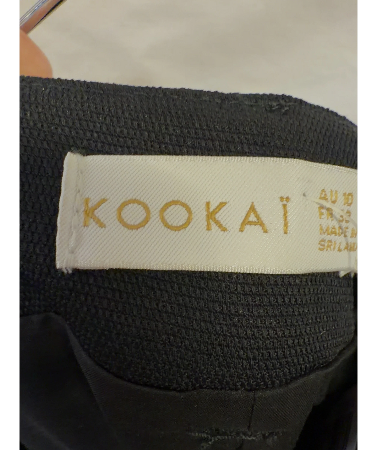 Kookai Black Black Straight Maxi Skirt with Front Slit and Belt Loops, size UK 10 — detail