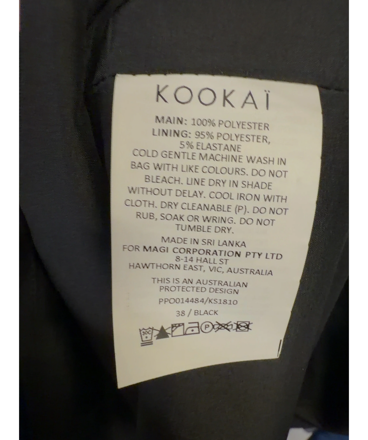 Kookai Black Black Straight Maxi Skirt with Front Slit and Belt Loops, size UK 10 — label