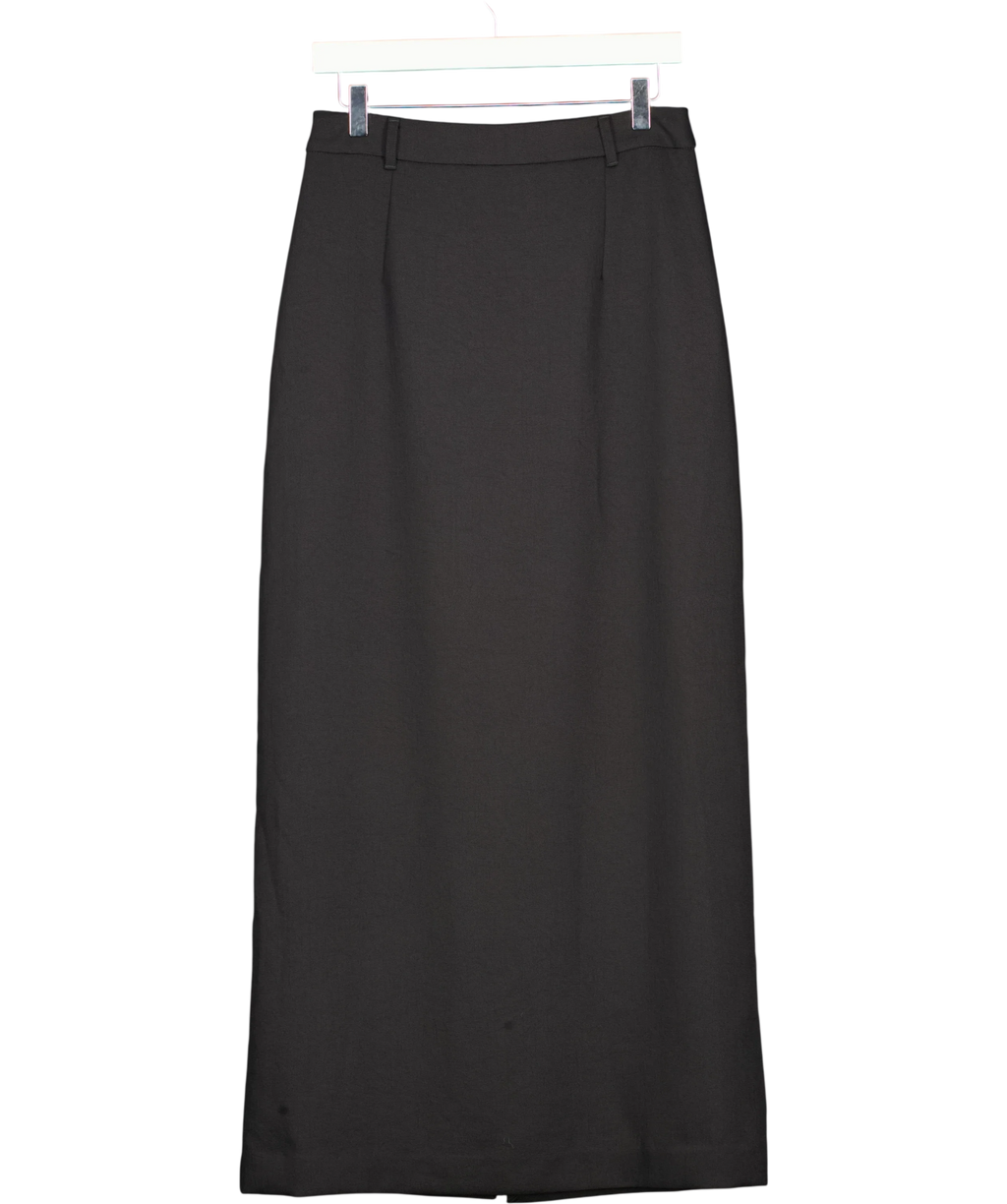 Kookai Black Black Straight Maxi Skirt with Front Slit and Belt Loops, size UK 10 — front