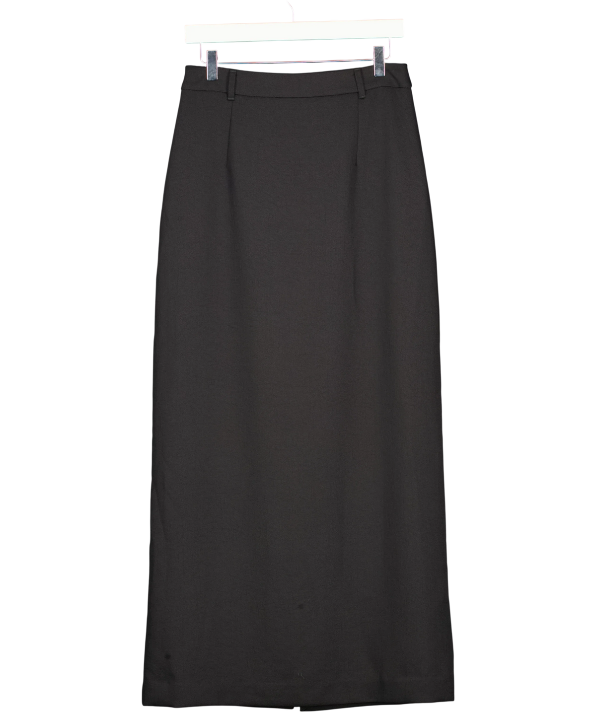 Kookai Black Black Straight Maxi Skirt with Front Slit and Belt Loops, size UK 10 — front