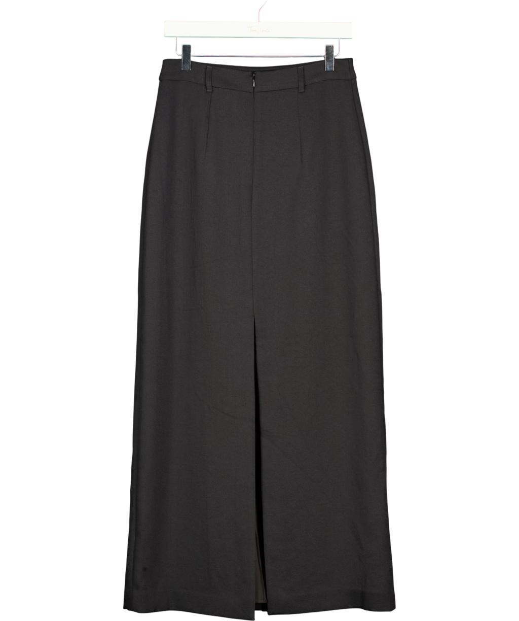 Kookai Black Black Straight Maxi Skirt with Front Slit and Belt Loops, size UK 10 — back