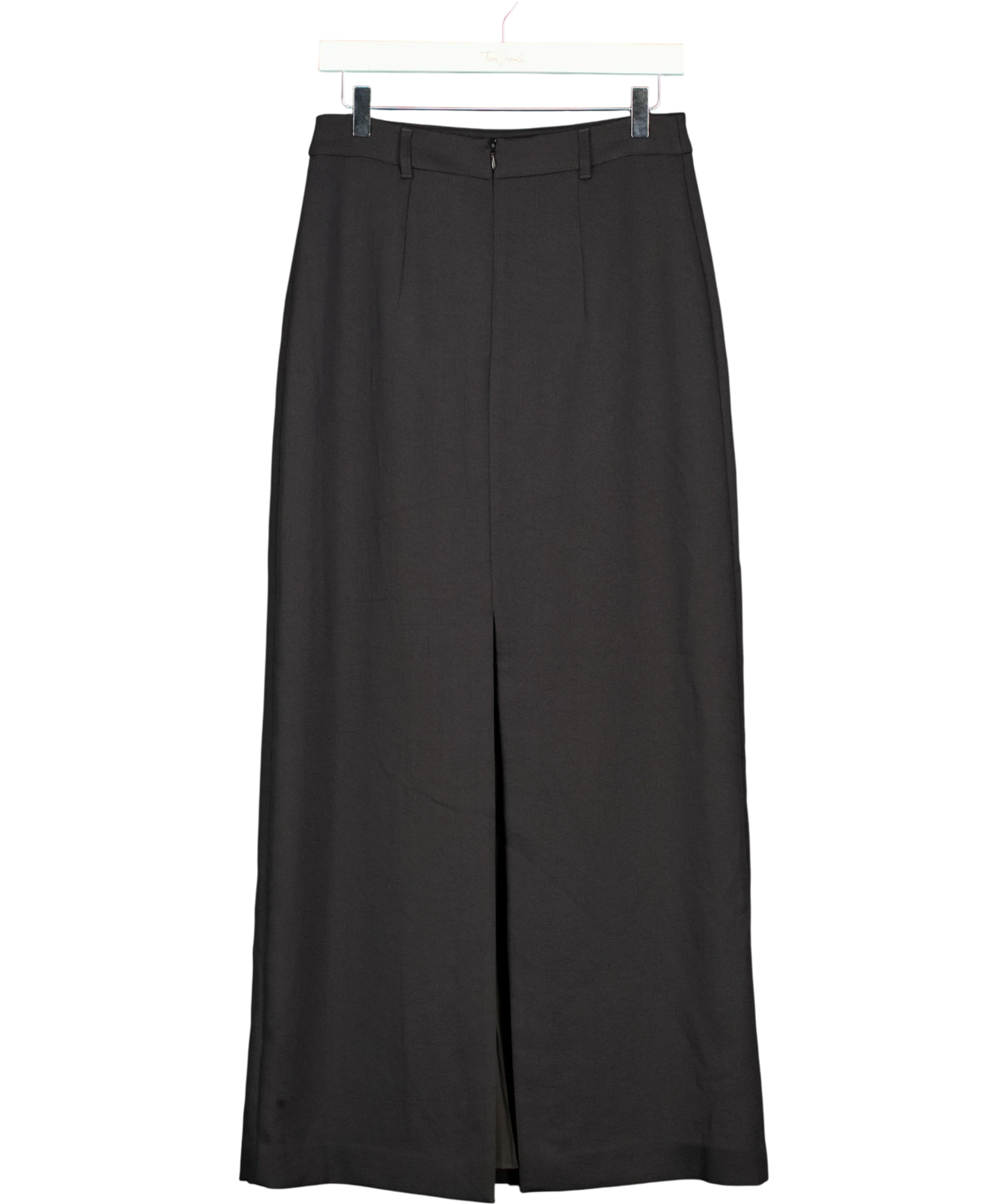Kookai Black Black Straight Maxi Skirt with Front Slit and Belt Loops, size UK 10 — back