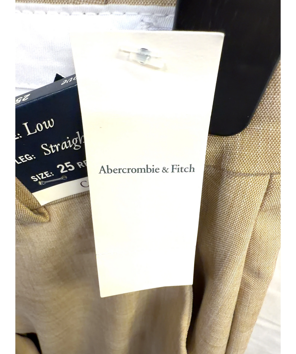 ABERCROMBIE & FITCH Beige Curve Love Low Rise Tailored Straight Leg Pant, size W25 — detail