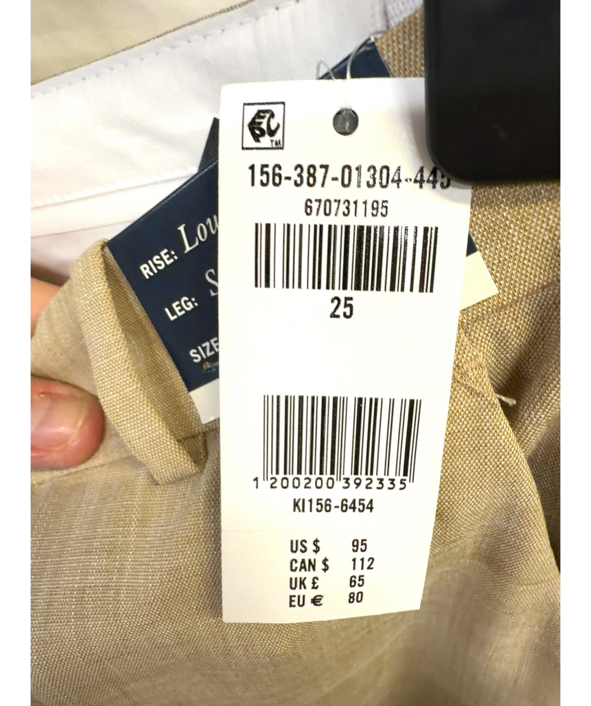 ABERCROMBIE & FITCH Beige Curve Love Low Rise Tailored Straight Leg Pant, size W25 — label