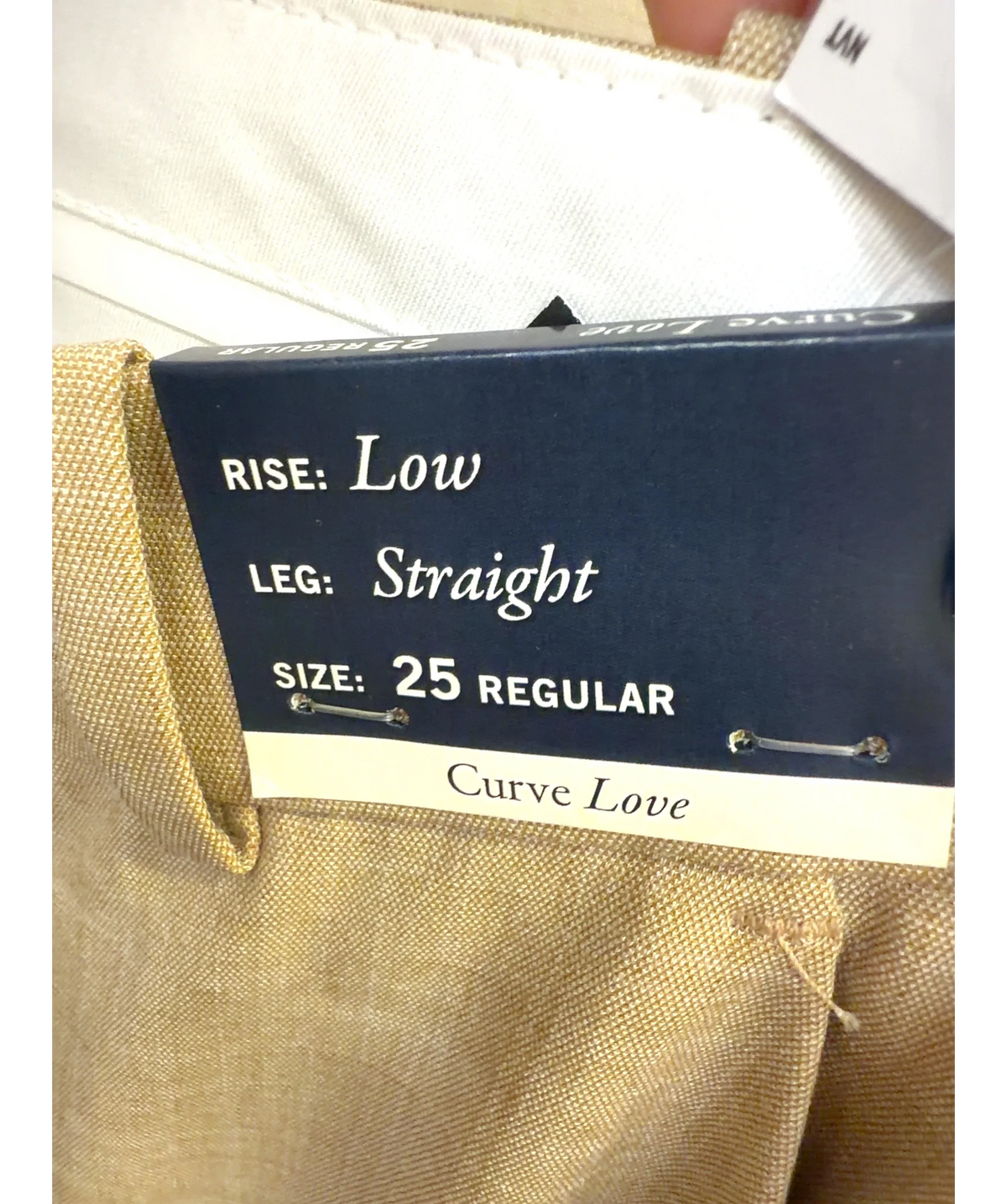 ABERCROMBIE & FITCH Beige Curve Love Low Rise Tailored Straight Leg Pant, size W25 — care label