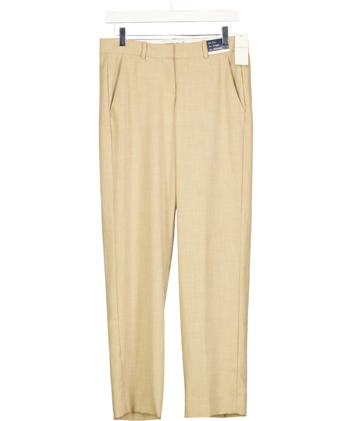 ABERCROMBIE & FITCH Beige Curve Love Low Rise Tailored Straight Leg Pant, size W25 — front