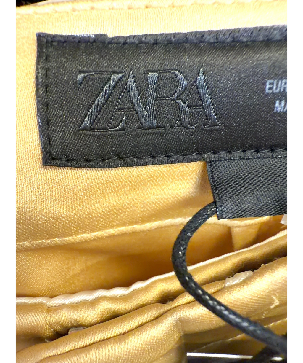 ZARA Yellow Satin Balloon Trousers, size UK XS — detail