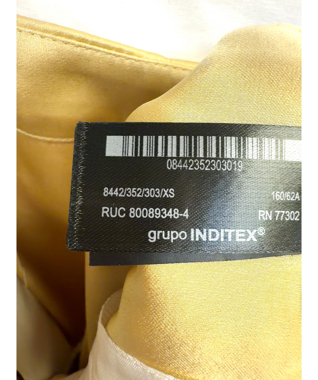 ZARA Yellow Satin Balloon Trousers, size UK XS — label