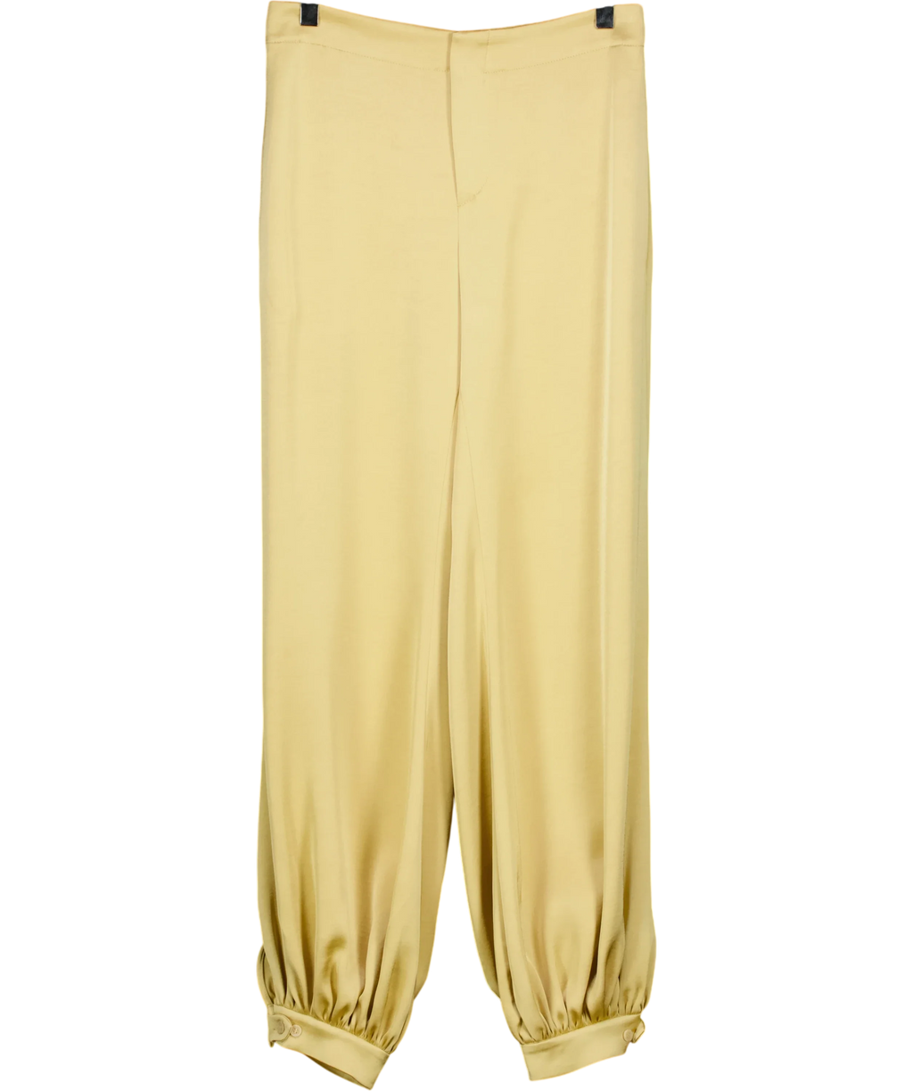 ZARA Yellow Satin Balloon Trousers, size UK XS — front