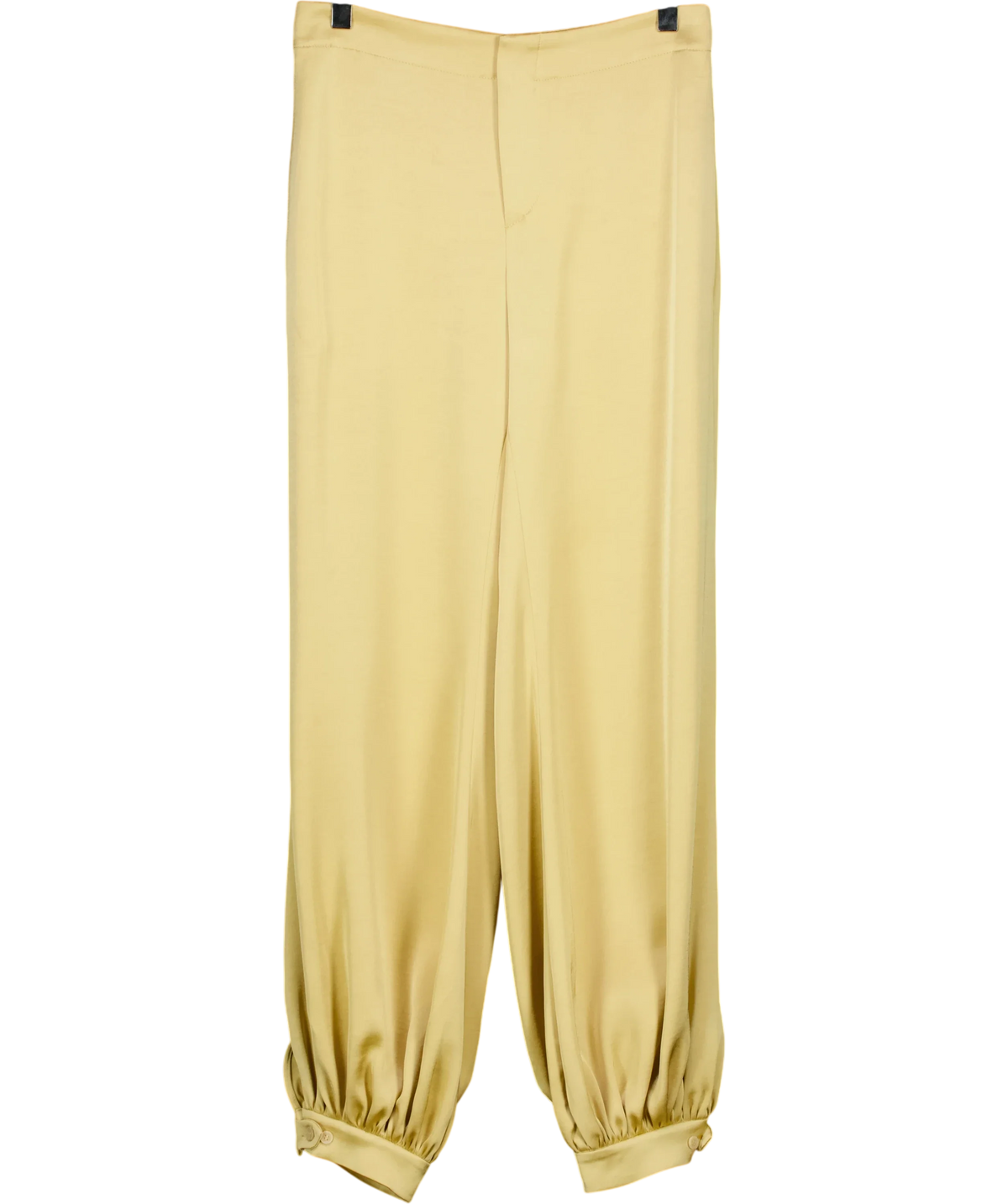 ZARA Yellow Satin Balloon Trousers, size UK XS — front