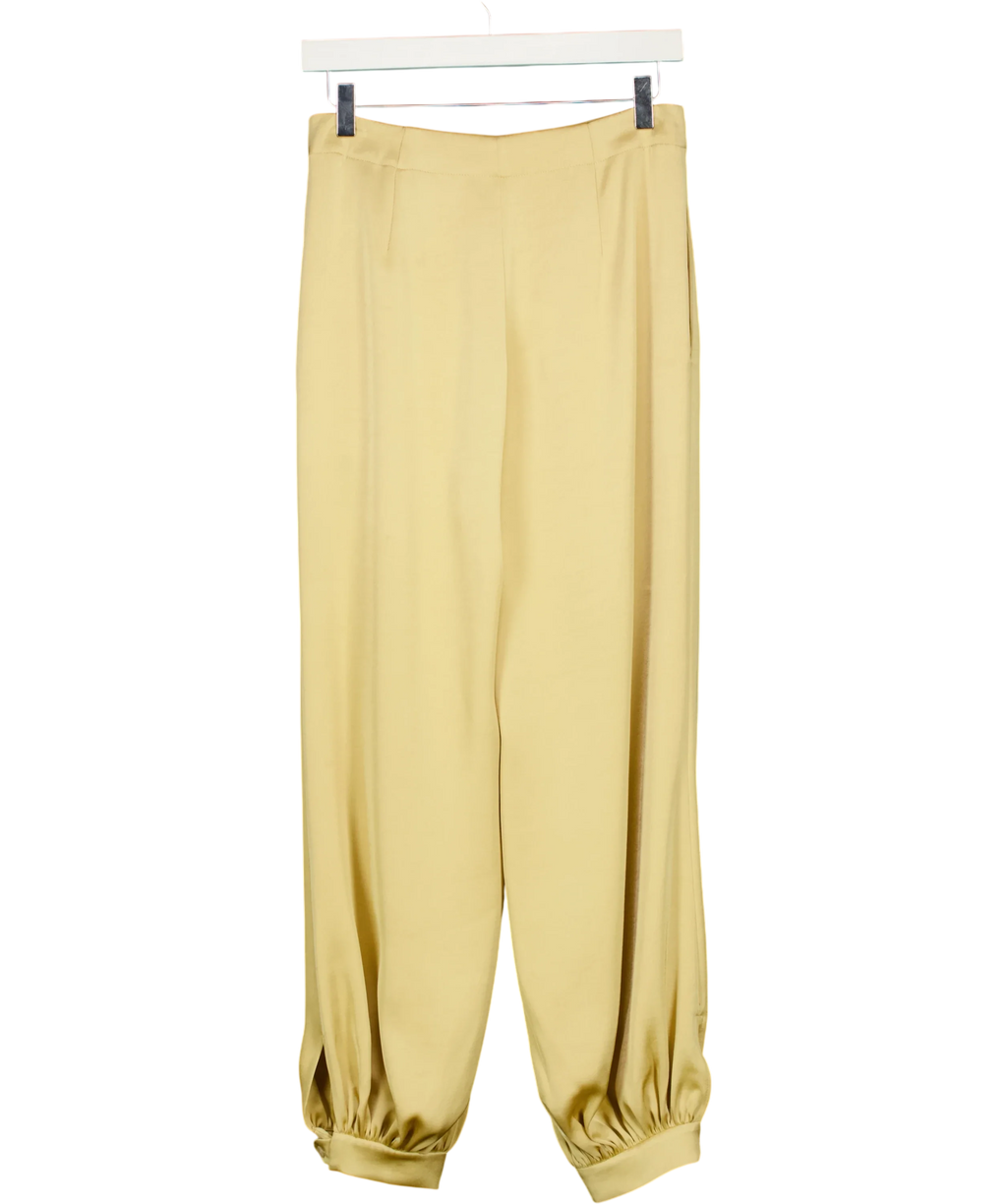 ZARA Yellow Satin Balloon Trousers, size UK XS — back
